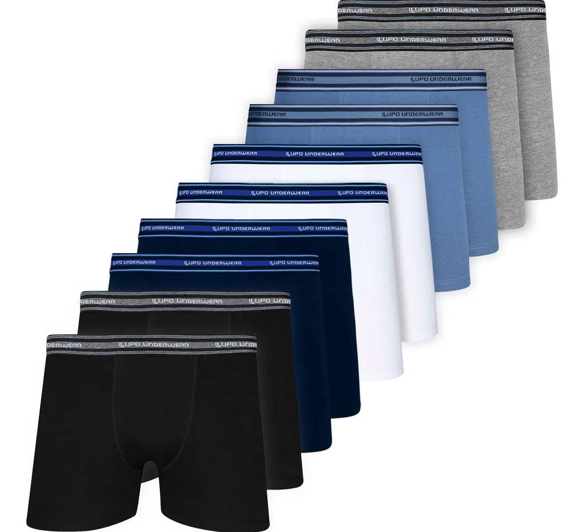 Kit 10 Cuecas Boxer Lupo Algodão Confortável